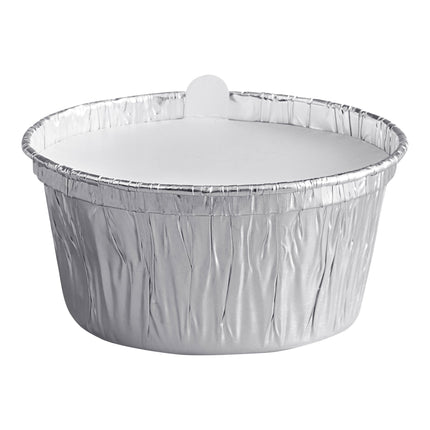 Khay nhôm Baker's Lane 118 ml tròn Foil Ramekin ly Board nắp - Thùng 500 cái