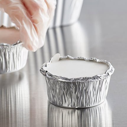 Khay nhôm Baker's Lane 118 ml tròn Foil Ramekin ly Board nắp - Thùng 500 cái
