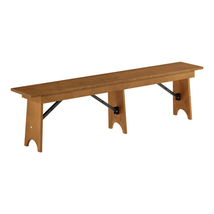 Ghế tiệc Lancaster bàn & Seating Vineyard 6' Barrel nâu gỗ Folding Bench 30,5 cm x 182,9 cm