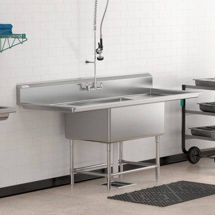 Bồn rửa công nghiệp một khoang Regency Spec Line 213 cm kèm hai bàn ráo nước 61 cm