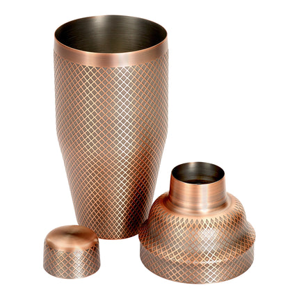 Bình lắc cocktail cobbler kiểu Nhật 3 mảnh Barfly® 710 ml đồng cổ vân kim cương M37205ACP