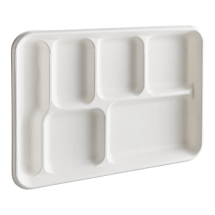 Đồ dùng ăn uống thân thiện môi trường EcoChoice 31,8 cm x 21,6 cm phân hủy sinh học trắng sợi thực vật 6 khay chia ngăn 