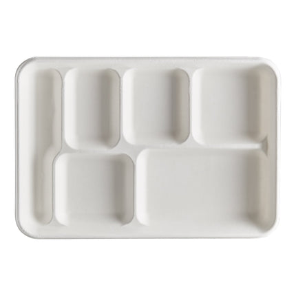 Đồ dùng ăn uống thân thiện môi trường EcoChoice 31,8 cm x 21,6 cm phân hủy sinh học trắng sợi thực vật 6 khay chia ngăn 