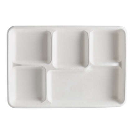 Khay dài 5 ngăn sợi thực vật phân hủy sinh học màu trắng EcoChoice 30,5 x 21,6 cm - Thùng 300 cái