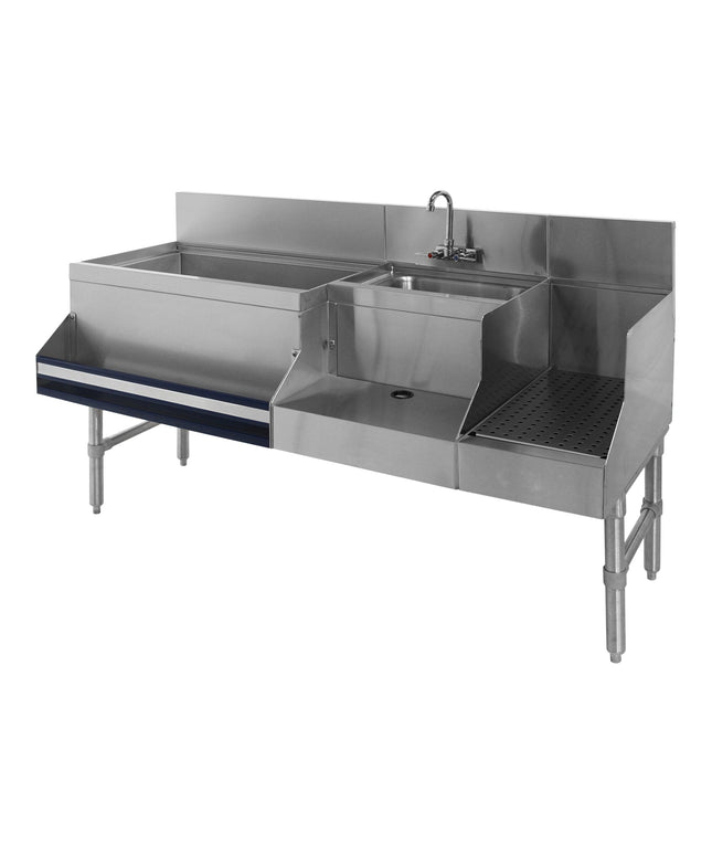 Quầy pha chế nhanh thép không gỉ Advance Tabco PRU-19-48L-10 Prestige tấm làm lạnh 10 mạch - 122 x 64 cm, thùng đá bên t