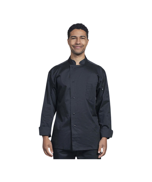 Áo bếp tay dài unisex Uncommon Chef Genoa đen lưng lưới xám bạc, tùy chỉnh 0715HC - 2XL