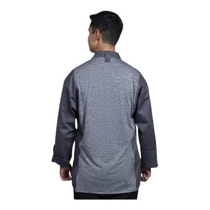 Áo bếp dài tay unisex xám đá tùy chỉnh Uncommon Chef Genoa với lưng lưới xám 0715HC - 2X