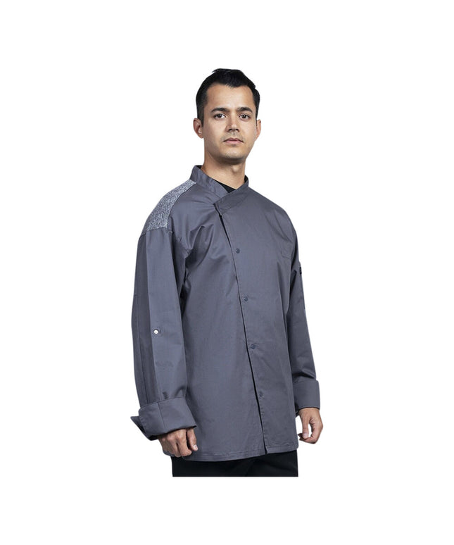 Áo bếp tay dài chuyển đổi Uncommon Chef Capri 0708HC màu xám lưng lưới - Cỡ 2XL