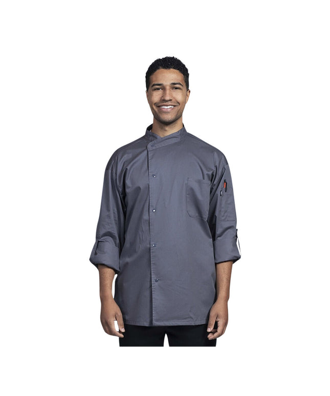 Áo bếp tay dài unisex Uncommon Chef Pisa xám đá lưng lưới, tùy chỉnh 0711 - 2XL