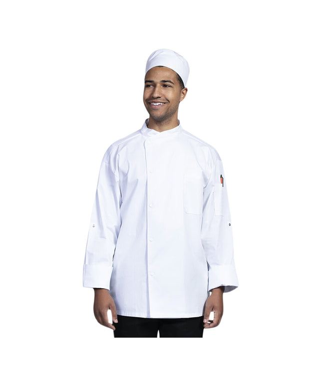 Áo đầu bếp tay dài chuyển đổi Uncommon Chef Pisa unisex trắng tùy chỉnh lưng lưới trắng 0711 - 2X