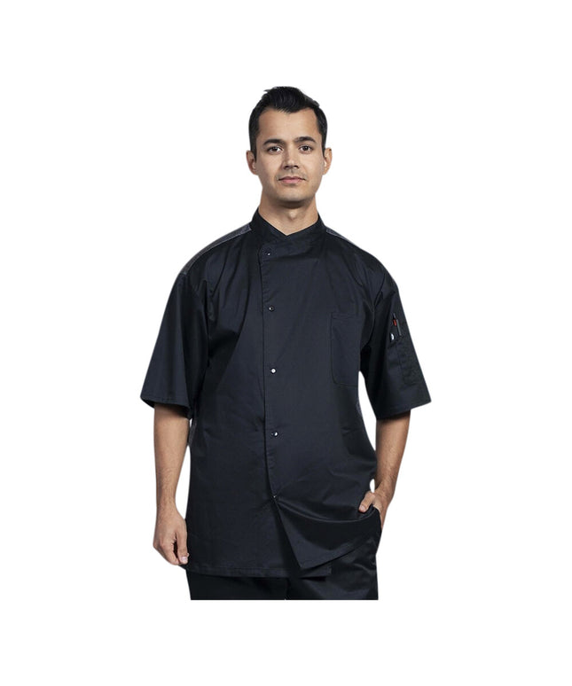 Áo bếp tay ngắn Uncommon Chef Modena unisex đen, lưng lưới xám 0712HC - Size 2XL