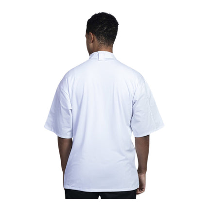 Áo bếp tay ngắn unisex Uncommon Chef Luca màu trắng lưng lưới trắng in tùy chỉnh 0712 - 3X