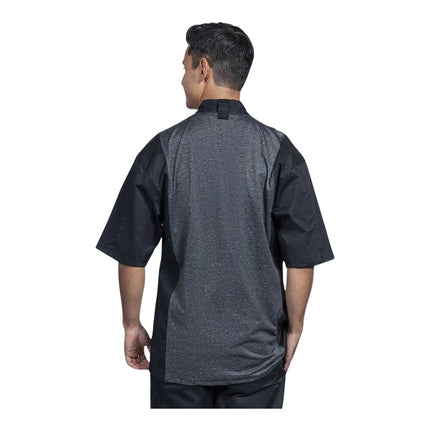 Áo bếp trưởng tay ngắn Uncommon Chef Florence unisex màu đen lưng lưới xám 0717HC - 2XL