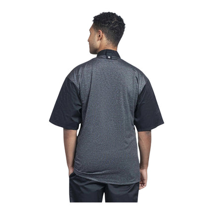 Áo bếp Uncommon Chef Brac unisex tùy chỉnh đen tay ngắn với bạc Heather lưng lưới 0718HC - 2X
