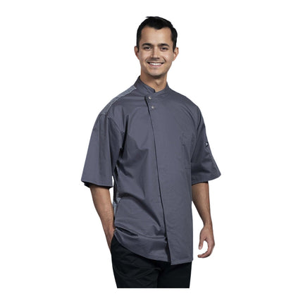 Áo bếp tay ngắn Uncommon Chef Brac unisex xám đá, lưng lưới xám 0718HC - Size 2XL
