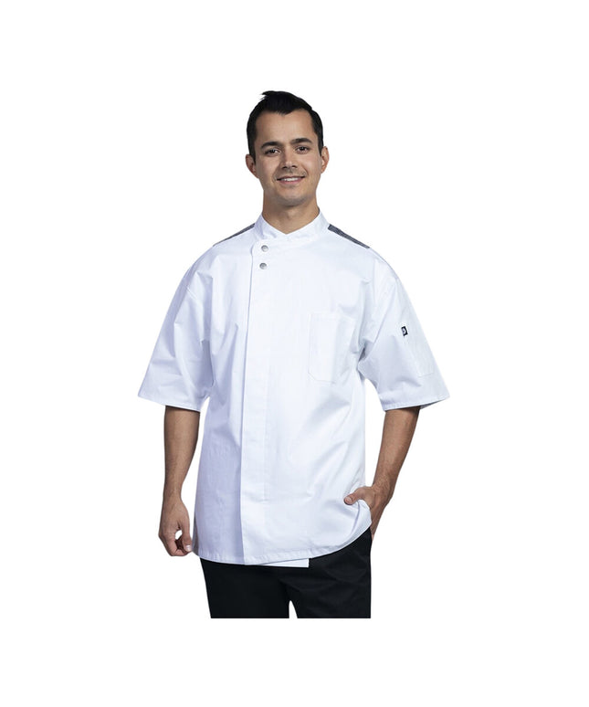 Áo bếp tay ngắn unisex Uncommon Chef Brac trắng lưng lưới đen, tùy chỉnh 0718HC - 2XL