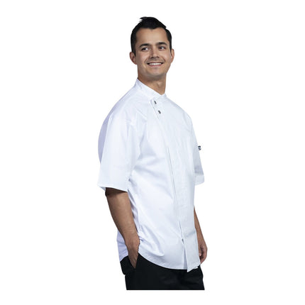 Áo bếp unisex tay ngắn màu trắng lưng lưới Uncommon Chef Bari 0718 - Size 2XL