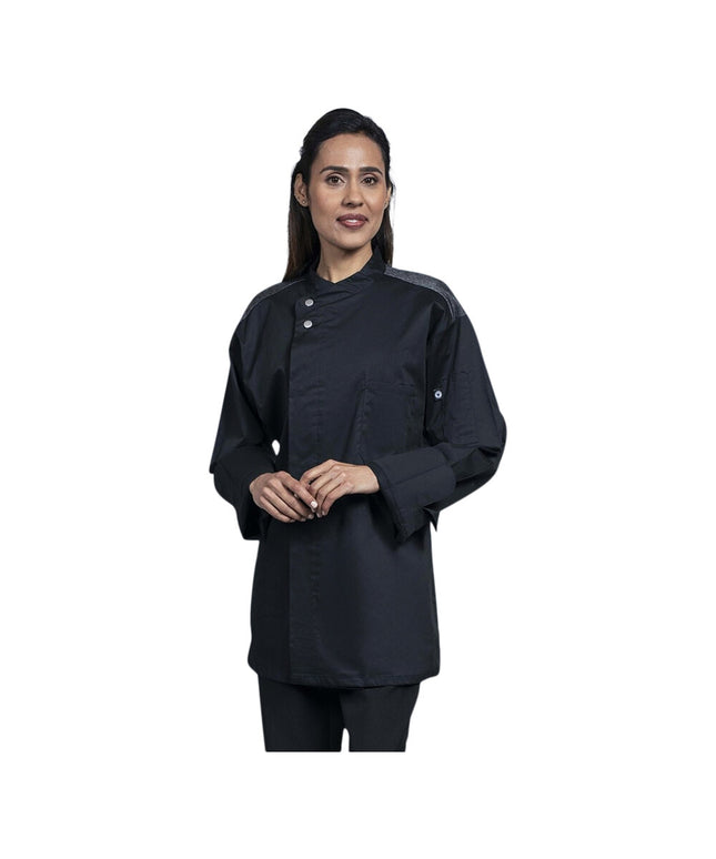 Áo bếp tay dài unisex Uncommon Chef Solta đen in tùy chỉnh lưng lưới xám 0721HC - 2X
