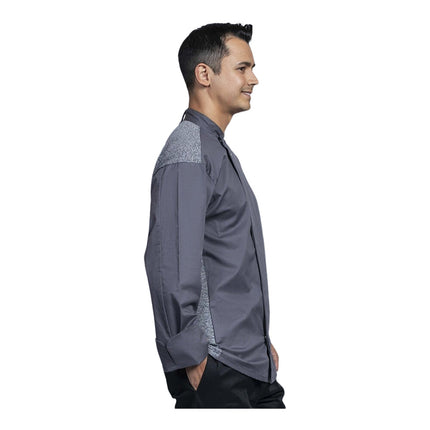Áo bếp tay dài unisex Uncommon Chef Solta xám đá lưng lưới xám, tùy chỉnh 0721HC - 2XL