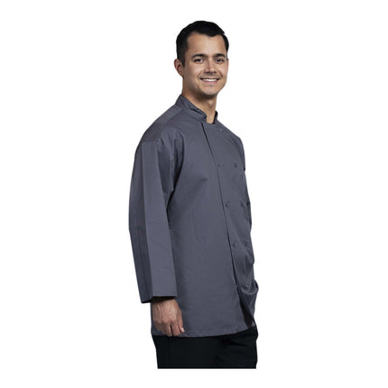 Áo bếp tay lửng unisex Uncommon Chef Treviso màu xám đá tùy chỉnh lưng lưới xám đá 0719 - cỡ 2X