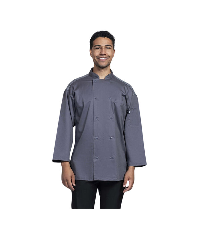 Áo bếp tay lửng unisex Uncommon Chef Split màu xám đá lưng lưới xám tùy chỉnh 0719HC - 2XL