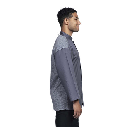 Áo bếp tay lửng unisex Uncommon Chef Split màu xám đá lưng lưới xám tùy chỉnh 0719HC - 2XL