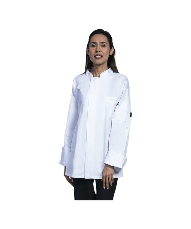 Áo bếp tay dài lưng nửa lưới Uncommon Chef Pescara unisex 0720 - Màu trắng, Size 2XL