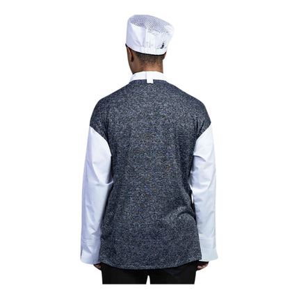 Áo bếp tay dài Uncommon Chef Capri 0708HC unisex màu trắng lưng lưới xám tùy chỉnh - 2XL
