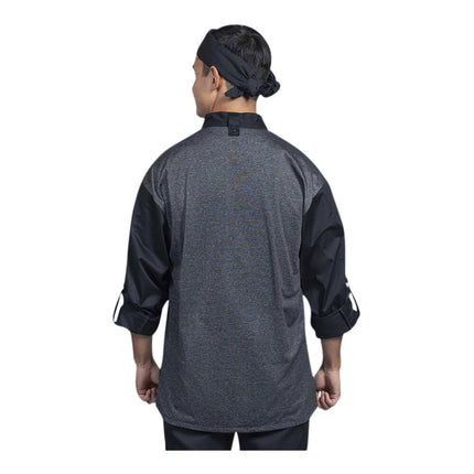 Áo bếp tay dài unisex Uncommon Chef Roma đen in tùy chỉnh lưng lưới xám 0711HC - 2X