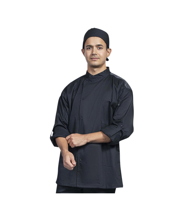 Áo bếp tay dài unisex Uncommon Chef Roma đen in tùy chỉnh lưng lưới xám 0711HC - 2X