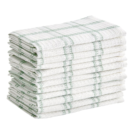 Khăn lau chén cotton sọc màu xanh lá trắng Choice 38,1 x 35,6 cm - Gói 12 cái