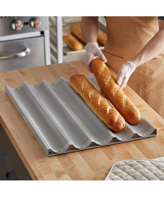 Khuôn bánh mì baguette / bánh mì Pháp nhôm tráng men Baker's Lane 5 rãnh - rãnh 66 x 8 x 3 cm