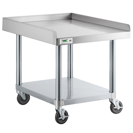 Kệ đỡ thiết bị thép không gỉ 16 gauge Regency 76 x 61 cm với kệ dưới mạ kẽm và bánh xe