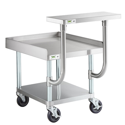 Kệ đỡ thiết bị thép không gỉ 16 gauge Regency 76 x 61 cm với kệ dưới mạ kẽm và bánh xe