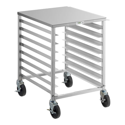 Xe để khay nướng nhôm 8 khay Regency nạp đầu, dưới bàn với mặt và thanh dẫn inox