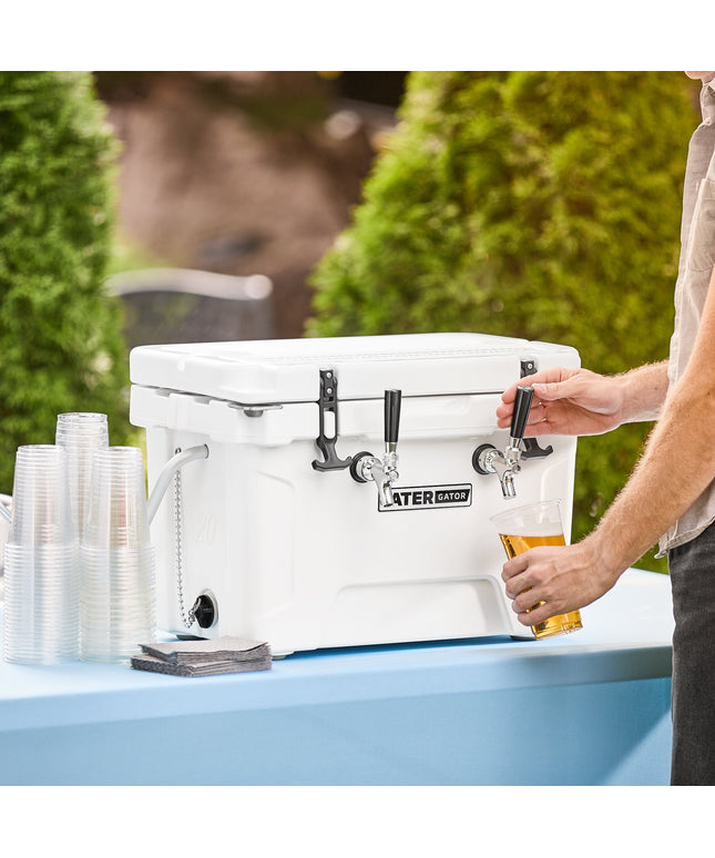 Thùng bia di động cách nhiệt CaterGator JB20WH2 trắng 2 vòi 20 lít với ống xoắn 20 m