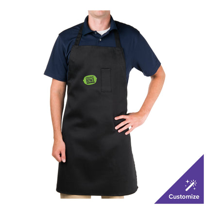 Tạp dề yếm dài vải poly-cotton có thể tùy chỉnh Chef Revival đen, túi đựng bút