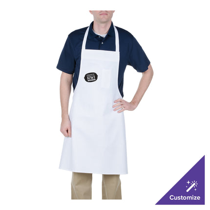 Tạp dề yếm vải poly-cotton tiết kiệm có thể tùy chỉnh Chef Revival trắng, 1 túi