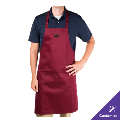 Tạp dề yếm vải poly-cotton có thể tùy chỉnh Chef Revival đỏ mận