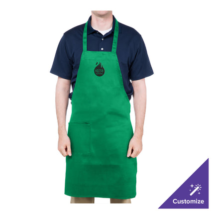 Tạp dề yếm vải poly-cotton có thể tùy chỉnh Chef Revival xanh lá, 1 túi