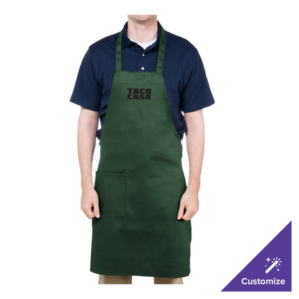 Tạp dề yếm vải poly-cotton có thể tùy chỉnh Chef Revival xanh lá đậm, 1 túi