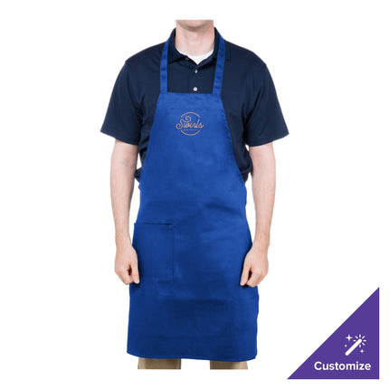 Tạp dề yếm dài vải poly-cotton có thể tùy chỉnh Chef Revival xanh royal, 1 túi