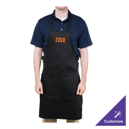 Tạp dề yếm dài vải poly-cotton có thể tùy chỉnh Chef Revival đen, 1 túi