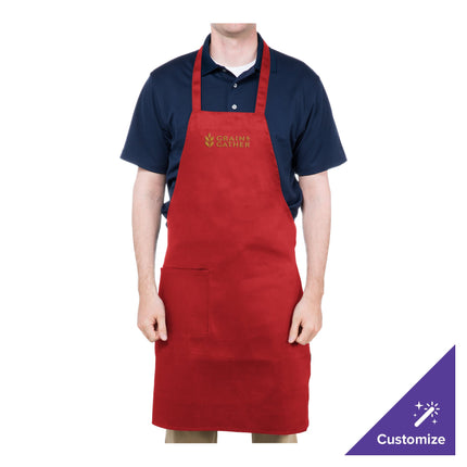 Tạp dề yếm dài vải poly-cotton có thể tùy chỉnh Chef Revival đỏ, 1 túi
