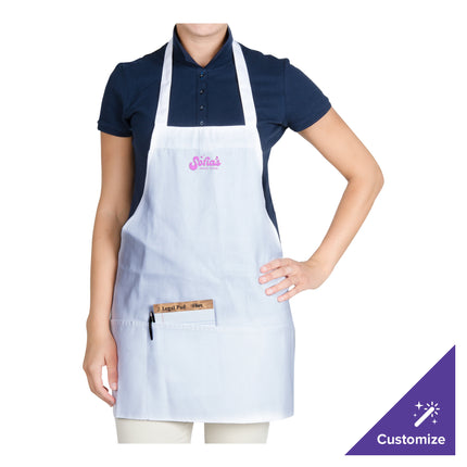 Tạp dề yếm ngắn vải poly-cotton có thể tùy chỉnh Chef Revival trắng, 1 túi