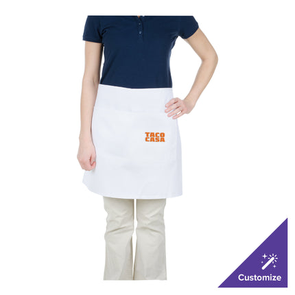Tạp dề bistro ngắn vải poly-cotton có thể tùy chỉnh Chef Revival trắng, 2 túi