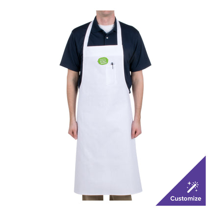 Tạp dề yếm vải cotton tiết kiệm có thể tùy chỉnh Chef Revival trắng, túi đựng bút