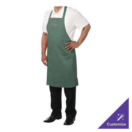 Tạp dề yếm vải poly-cotton có thể tùy chỉnh Chef Revival xanh lá đậm