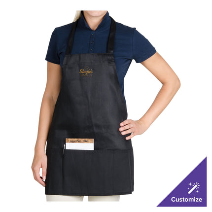 Tạp dề yếm ngắn vải poly-cotton có thể tùy chỉnh Chef Revival đen, 1 túi