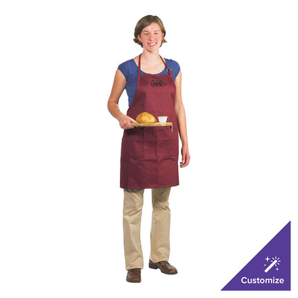 Tạp dề yếm dài vải poly-cotton có thể tùy chỉnh Chef Revival đỏ mận, 1 túi